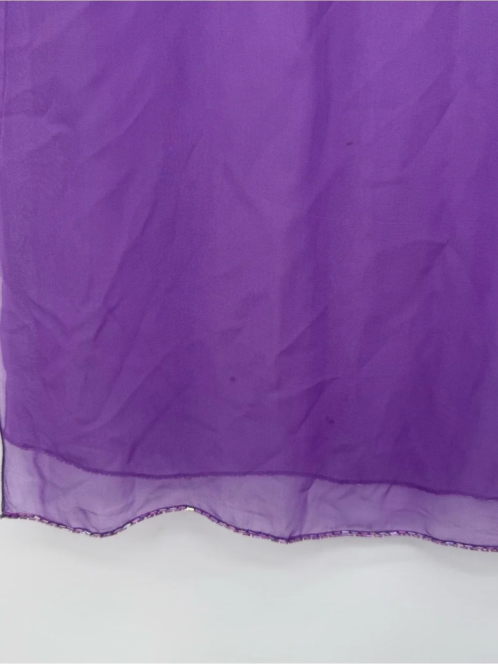 Unbranded Purple Chiffon Scarf Shawl Beaded Long Accessory Overlay